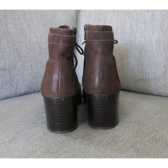 Azura Sz‎ 10.5 European Luxury Apolonia Brown Leather Tie Up Pointed Toe Bootie - Picture 7 of 10